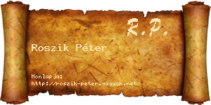 Roszik Péter névjegykártya