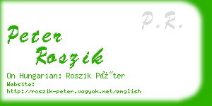 peter roszik business card